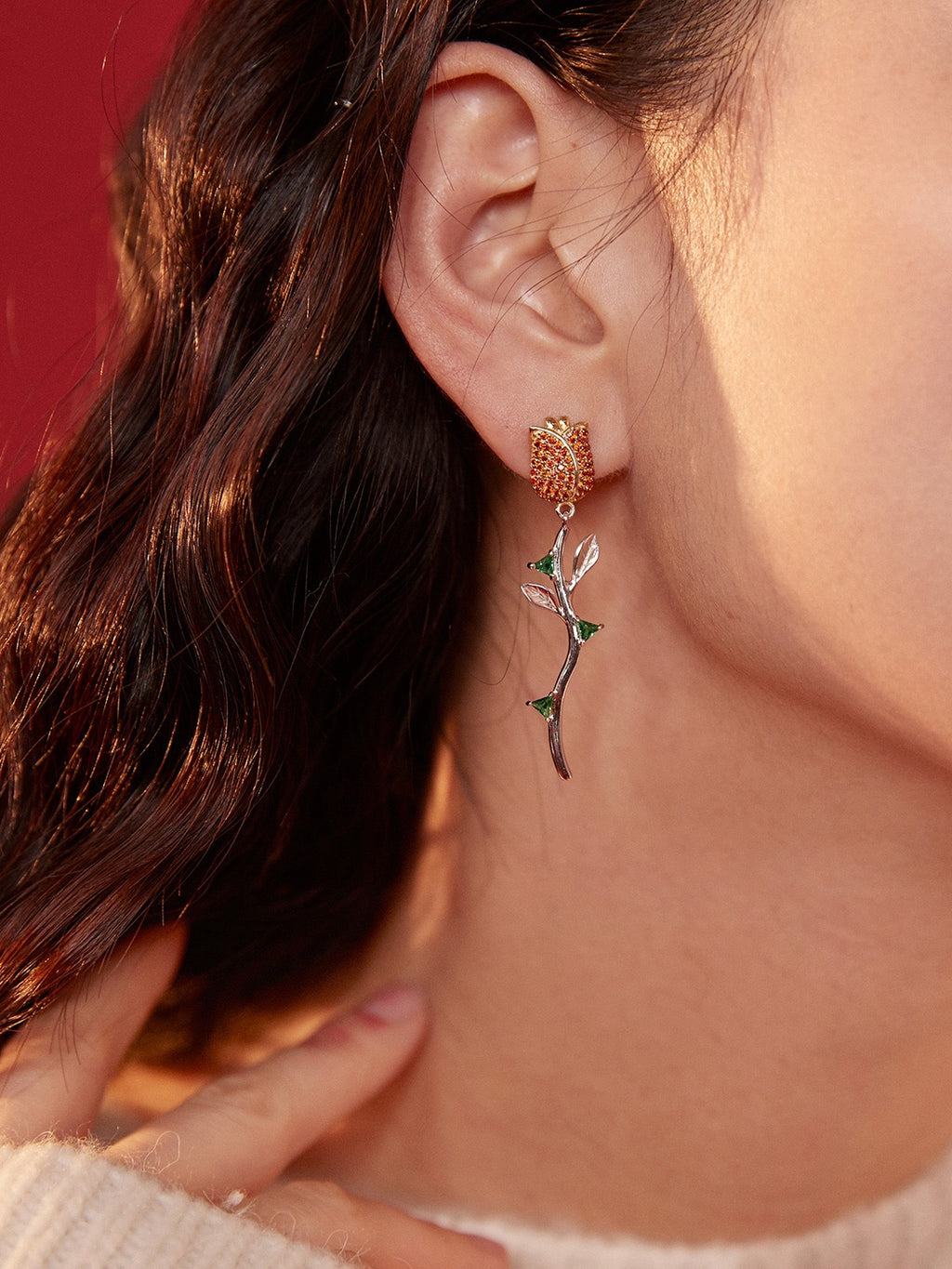 Amber Rose Vine Earrings